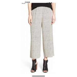 Eileen Fisher Black And White Dash Print Wide Leg Tencel Viscose Cropped Size XS